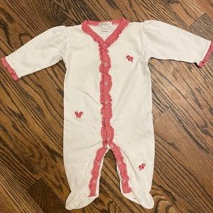 Kissy Kissy Size 6-9M Christmas onesie with embroidered candy canes